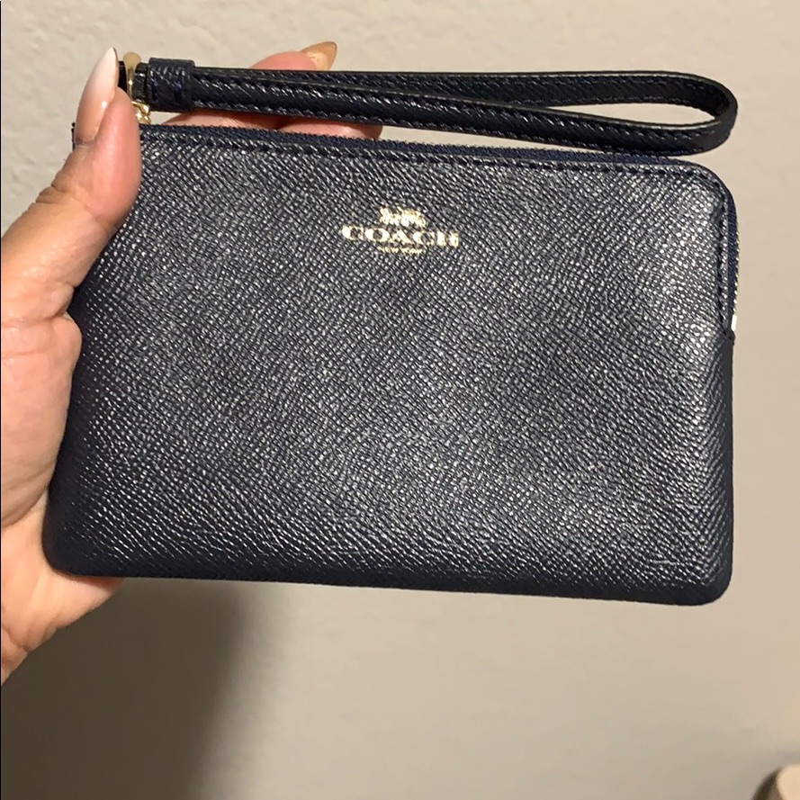 Authentic Coach Wristlet  Navy Blue